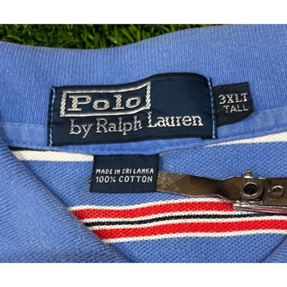 Polo by Ralph Lauren Vintage Striped Polo Shirt Yellow Pony Y2K 2000s 3XLT - Picture 3 of 6